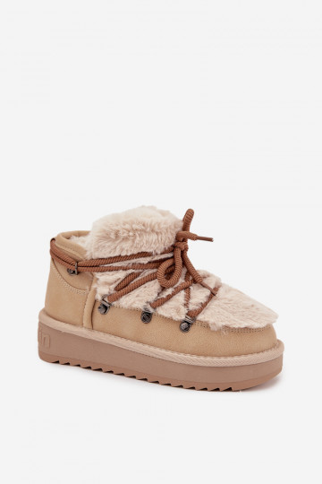 SneeuIn laarzen Kinderen Jeugd met bont D.Franklin DFSH370011 beige