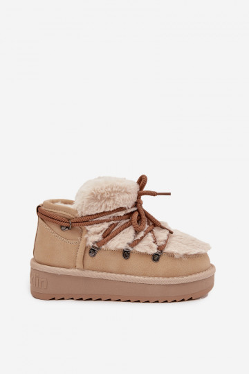 SneeuIn laarzen Kinderen Jeugd met bont D.Franklin DFSH370011 beige 2