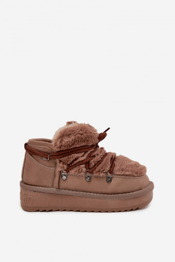 SneeuIn laarzen Kinderen Jeugd met bont D.Franklin DFSH370011 bruine kleur 2