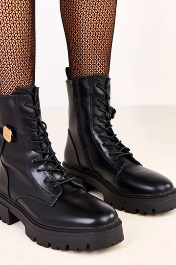 Zwarte dames wandelschoenen met gouden teddybeer Valery
