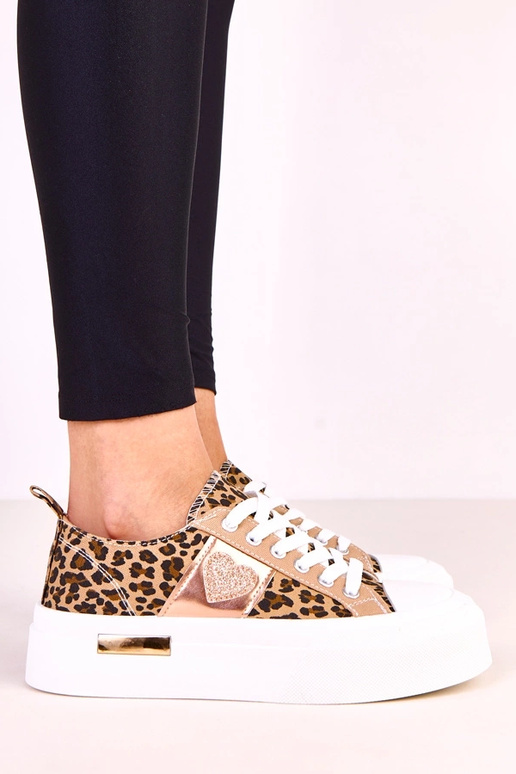 Leopardprint sneakers op platform met...