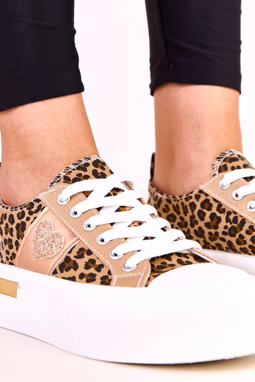 Leopardprint sneakers op platform met...