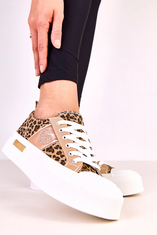 Leopardprint sneakers op platform met...