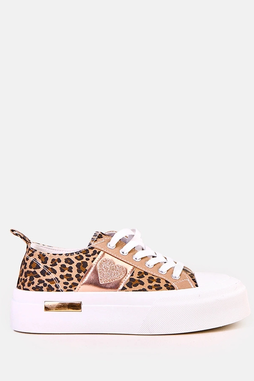 Leopardprint sneakers op platform met...