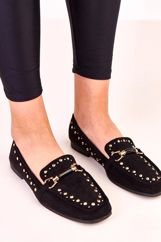 Zwarte ballerina's van kunstsuède met...