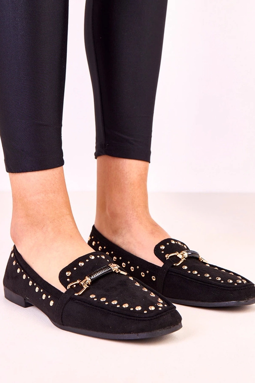 Zwarte ballerina's van kunstsuède met...