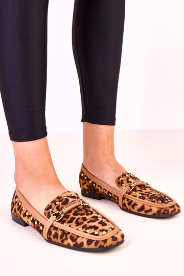 Leopardprint ballerina's van kunstsuède met studs Molia
