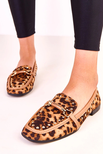 Leopardprint ballerina's van kunstsuède met studs Molia 2