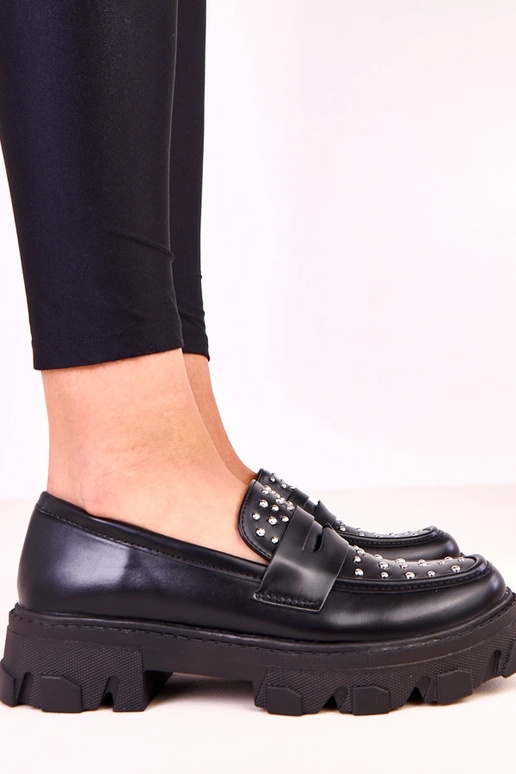 Zwarte dames mocassins met studs Memolis