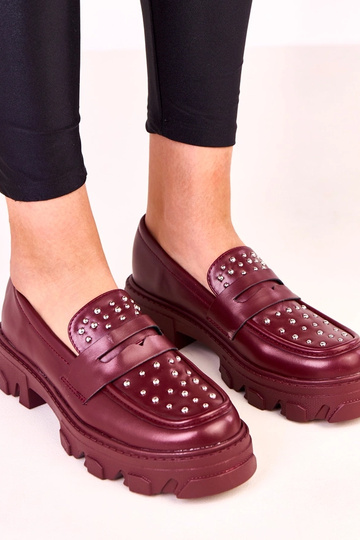 Bordeaux dames mocassins met studs Memolis 2