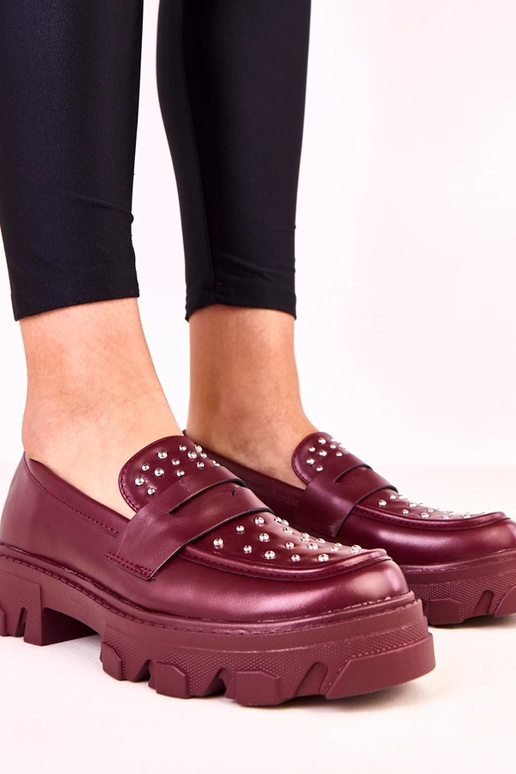 Bordeaux dames mocassins met studs...