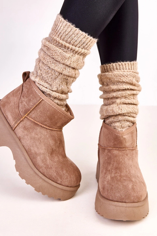 Donkerbeige lage sneeuwlaarzen van...