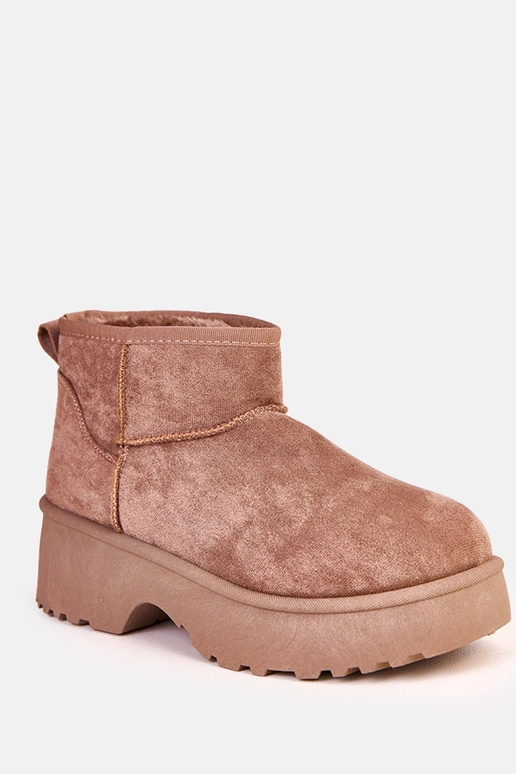 Donkerbeige lage sneeuwlaarzen van...