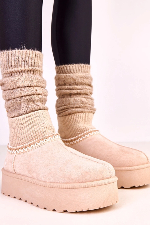 Beige lage sneeuwlaarzen met sok-type...