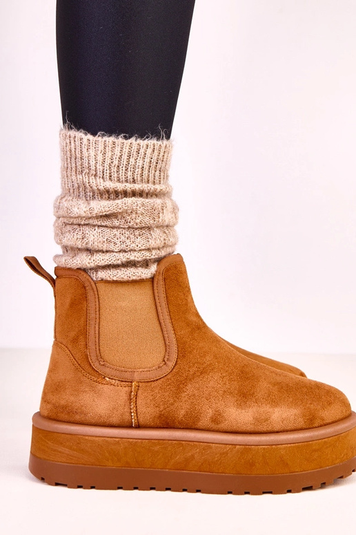 Bruine lage sneeuwlaarzen met...