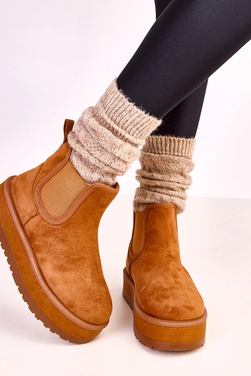 Bruine lage sneeuwlaarzen met...