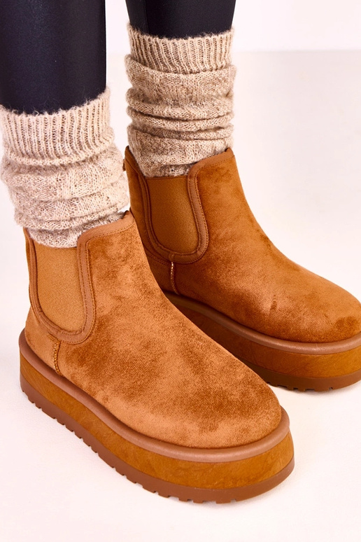 Bruine lage sneeuwlaarzen met...