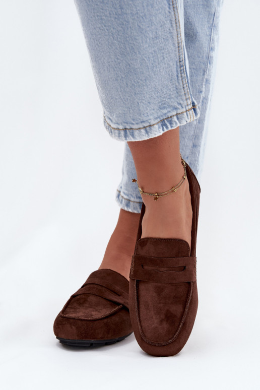 Damesvlakbodem mokassins in donkerbruin "Soreline"