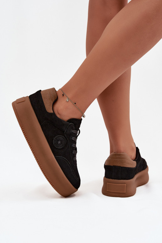 Dames sportieve schoenen met platform "Big Star" SS274761 zwarte kleur