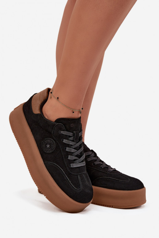 Dames sportieve schoenen met platform "Big Star" SS274761 zwarte kleur