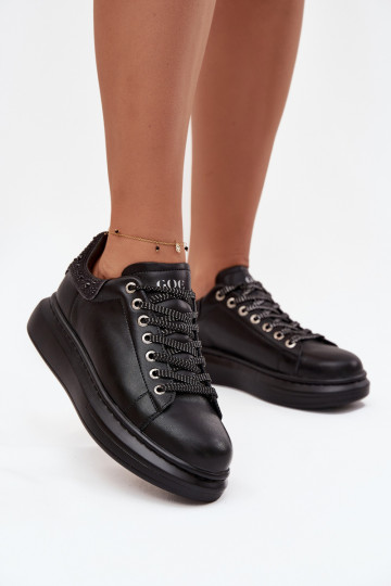 Dames sportieve sneakers van natuurlijk leer GOE OO2N4004 zwart 2