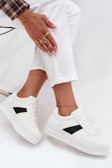 Elvessia dames sportieve schoenen met platform wit