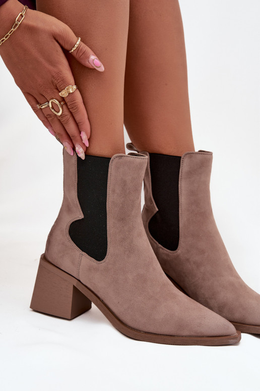 Leren suède laarzen met voering Artiker 57C0045 zandkleur