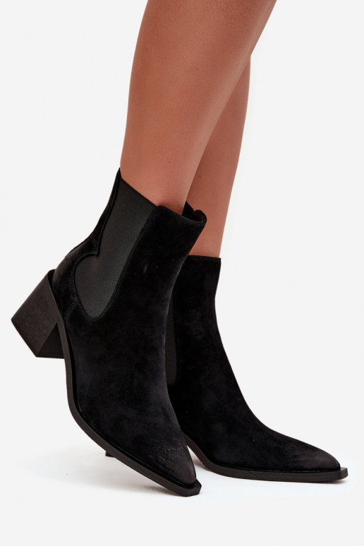 Leren suède laarzen met voering Artiker 57C0049 zwarte kleur