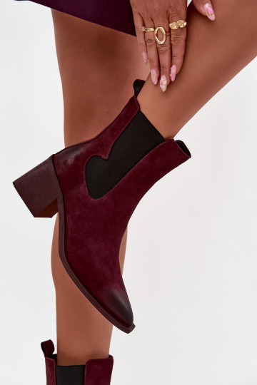Leren suède laarzen met voering Artiker 57C0048 bordeaux kleur 2