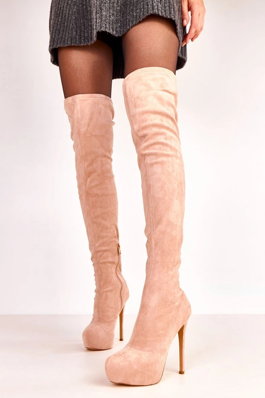 Beige knie-lange laarzen van...