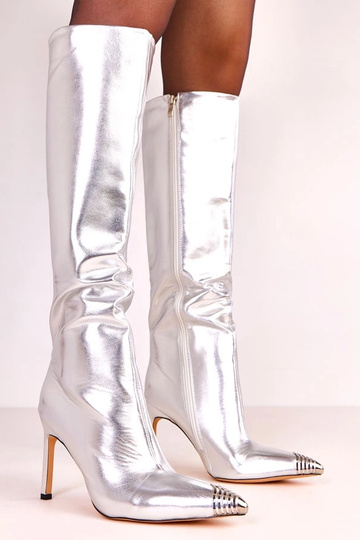 Zilveren elegante lange...