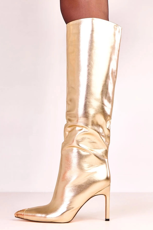 Gouden elegante lange laarzen met...