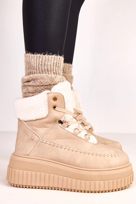 Bruine warme sportieve enkellaarsjes...