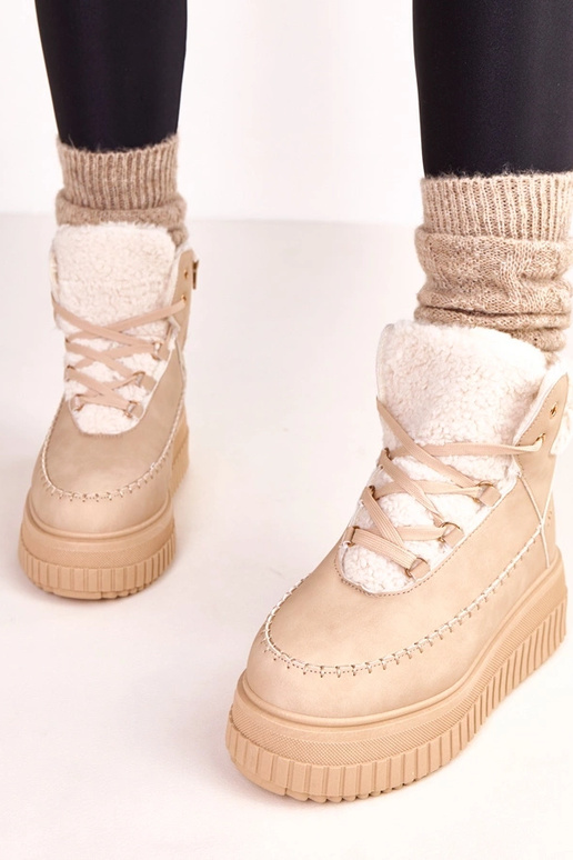 Bruine warme sportieve enkellaarsjes...