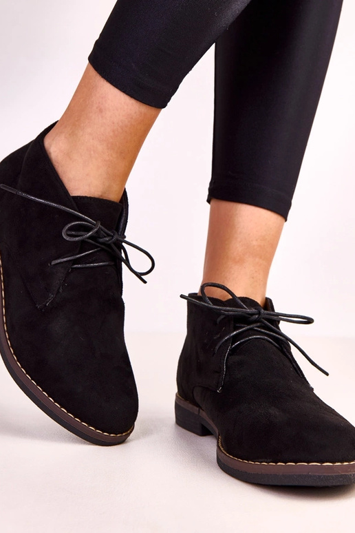 Zwarte platte laarzen voor dames Lauda Zwarte platte laarzen voor dames Lauda