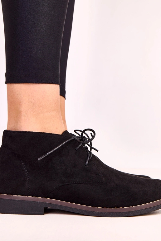 Zwarte platte laarzen voor dames Lauda Zwarte platte laarzen voor dames Lauda