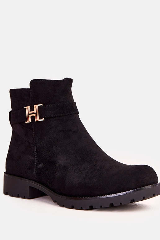 Zwarte dameslaarzen met gouden...