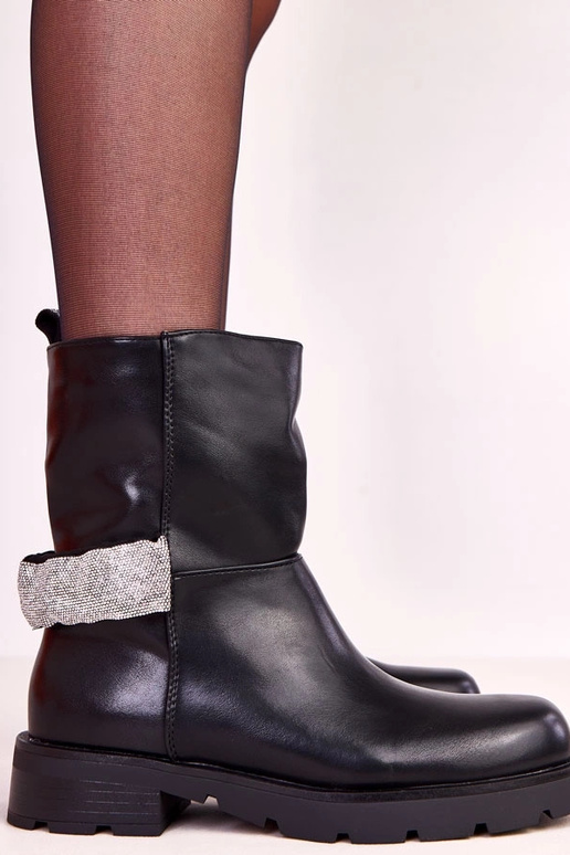 Zwarte dameslaarzen met zirconia... Zwarte dameslaarzen met zirconia...