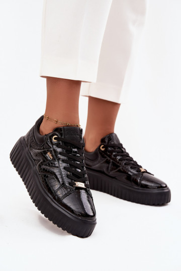 Lakleren dames sneakers met platform Lee Cooper LCJ-25-09-3870 zwart 2