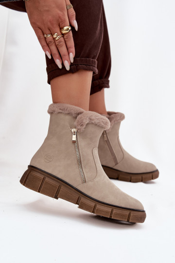 SneeuIn laarzen Dames met platform met bont beige Briselle
