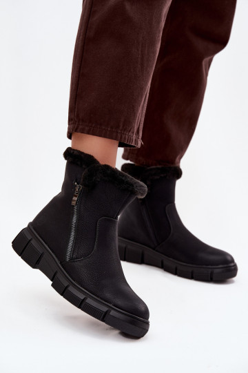 Dames platform sneeuwlaarzen met bont zwarte kleur Briselle 2