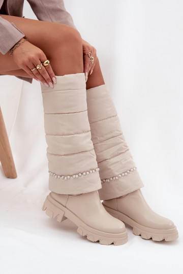 INarme laarzen met kralen ivoor Irvette