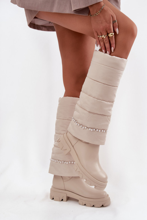 INarme laarzen met kralen ivoor Irvette INarme laarzen met kralen ivoor Irvette