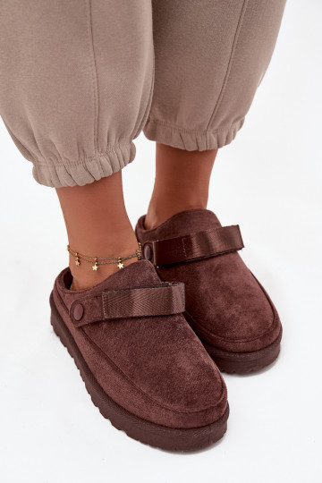 Dames Slippers opInarmen met bont erin met platform CzekoladoIne Azida