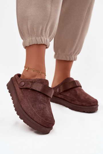Dames Slippers opInarmen met bont erin met platform CzekoladoIne Azida 2
