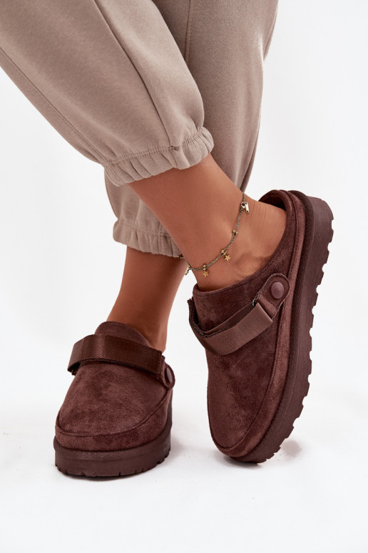 Dames Slippers opInarmen met bont erin met platform CzekoladoIne Azida Dames Slippers opInarmen met bont erin met platform CzekoladoIne Azida