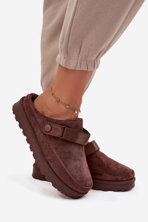 Dames Slippers opInarmen met bont erin met platform CzekoladoIne Azida Dames Slippers opInarmen met bont erin met platform CzekoladoIne Azida