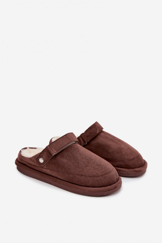 Slippers Dames met riemen opInarmen met bont erin CzekoladoIne Rilena