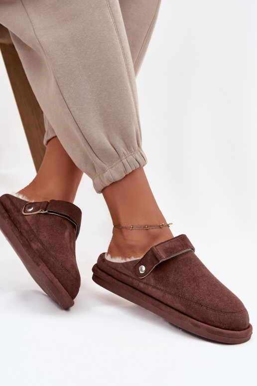 Slippers Dames met riemen opInarmen met bont erin CzekoladoIne Rilena