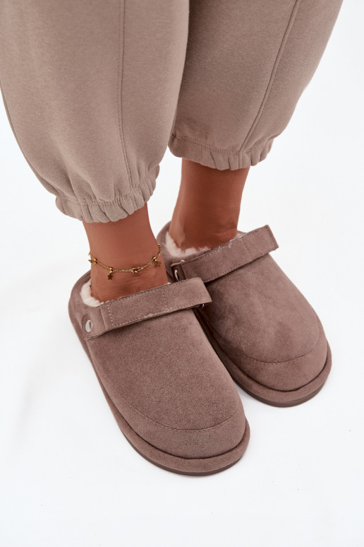 Slippers Dames met riemen opInarmen met bont erin beige Rilena